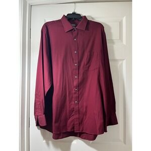 Van Heusen Flex Mens XL 17.5 34/35 Burgundy Wrinkle Free Regular Fit Dress Shirt